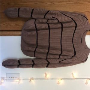 Black striped lavender knit sweater